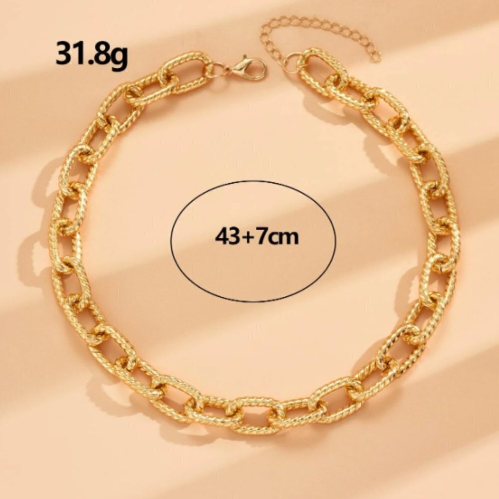 Minimalist Chain Necklace Yellow Gold Color 012426 - Picture 2 of 4